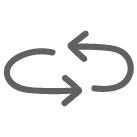 Deux flèches grises arrondies dans un carré formant un cercle brisé pour indiquer un mouvement de rotation.
