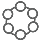 Six cercles réunis dans un seul cercle.