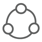 An icon of 3 small circles joined by a line to create a larger circle