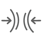 Two sets of two vertical lines curved in toward each other, with an arrow on each side pointing inward