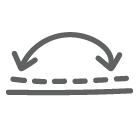 A horizontal straight line with a dotted line above it and a double ended arrow above both, curving downward
