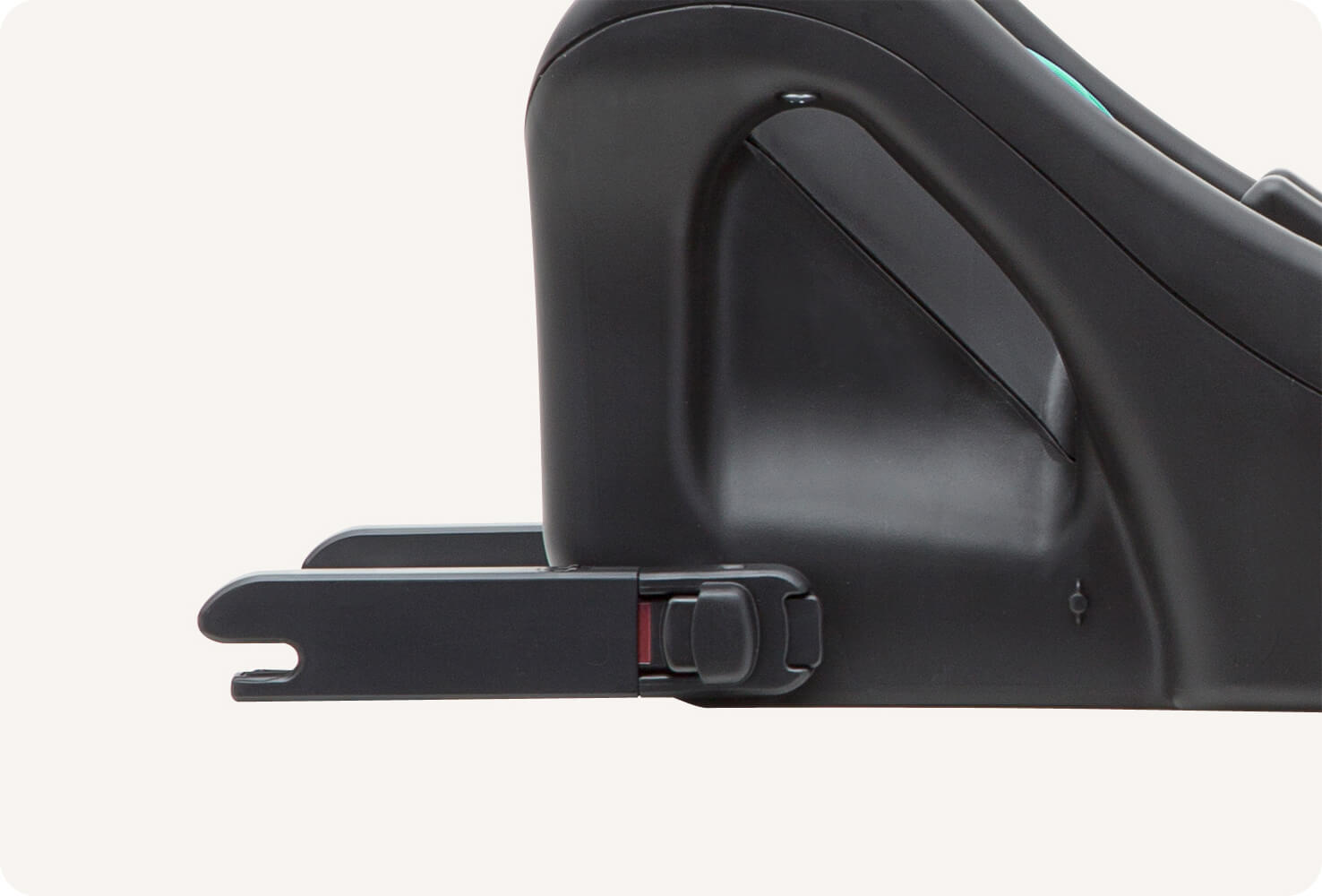 Close-up view of the ISOFIX connector on the Joie i-Base 2 car seat base.