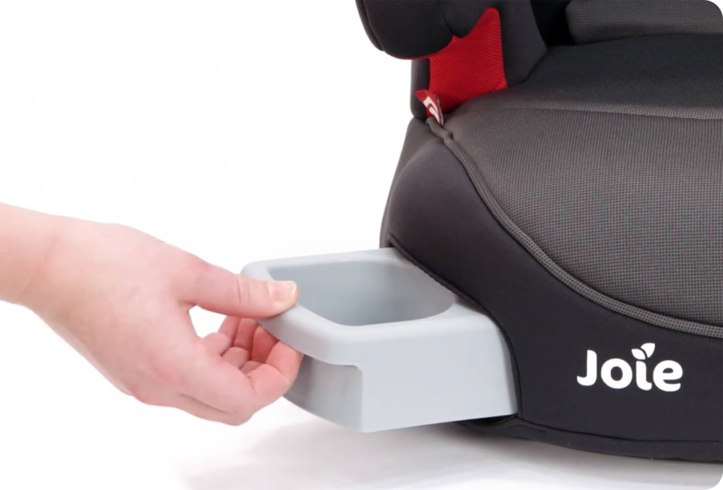  Zoomed in view of the cupholder on the Joie trillo lx booster car seat.