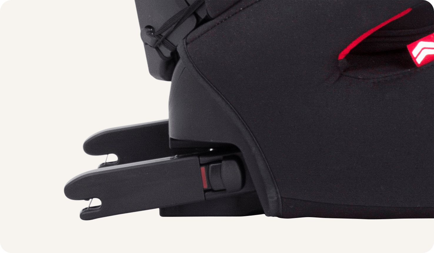  Closeup of the Joie Duallo booster seat ISOFIX connectors.