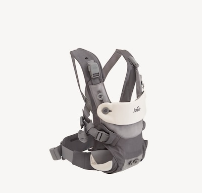 Gray Joie Savvy Lite baby carrier facing to the right at an angle.