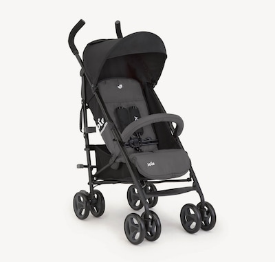 Joie black nitro lx stroller positioned at a right angle.