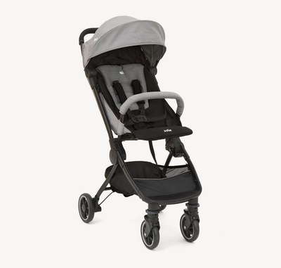  Joie Pact Lite Pushchair is black and grey on a right angle. 