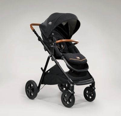 Joie aeria pram in black at an angle.