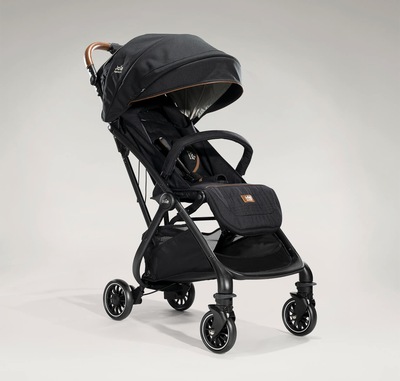 Joie tourist stroller in black at an angle.