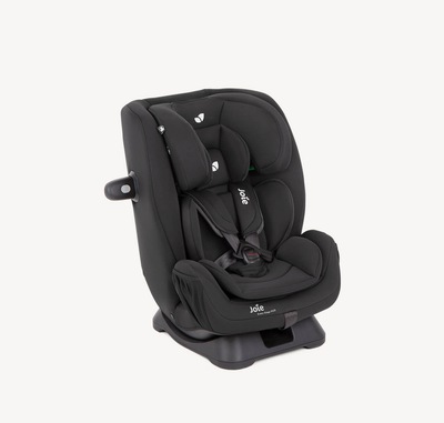  Joie Every Stage R129 car seat with 5-point harness in black, at an angle facing to the right.